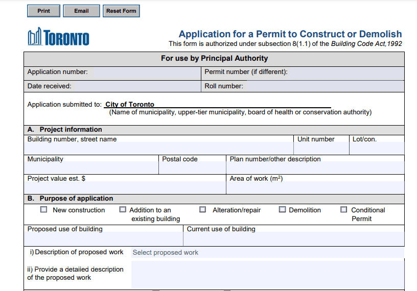 building permit application form